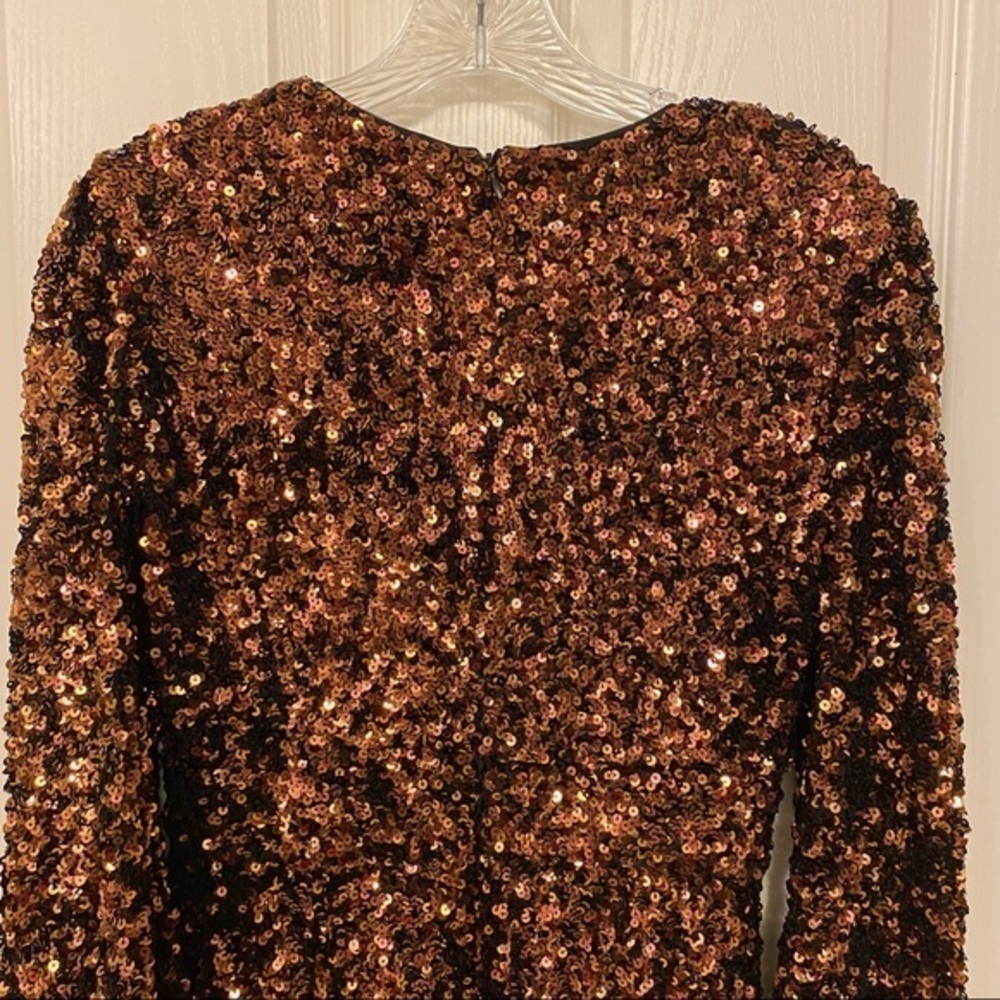 French Connection EEKA CLUSTER Sequin Mini DRESS in Bitter Chocolate Mul… - Picture 9 of 13